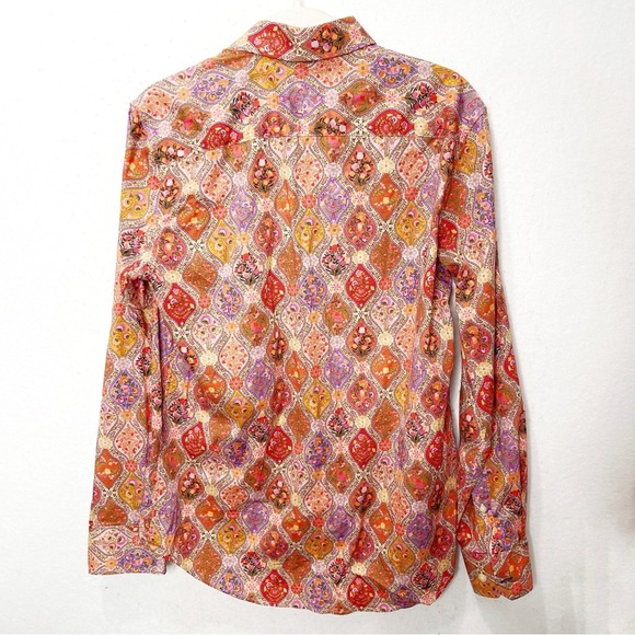 John Lennon Men’s Button Front Stretchable Shirt Boho Pattern Unique Size Small - Picture 2 of 8